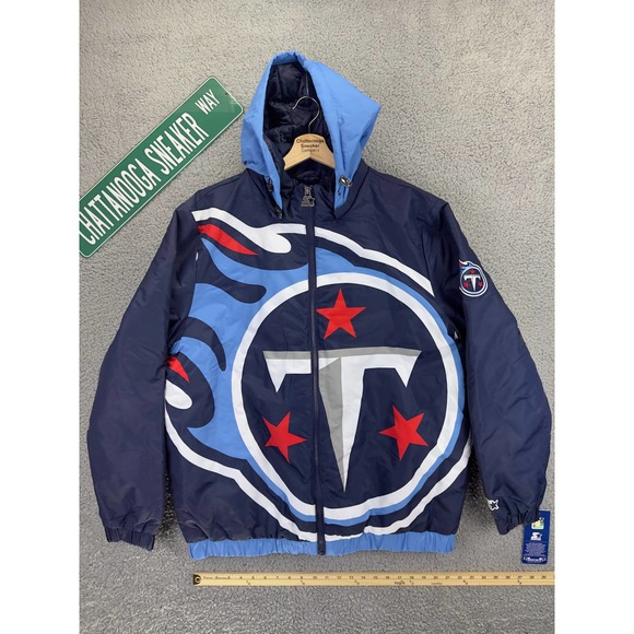 NFL Jacket Mens Extra Large XL Big Logo Tennessee Titans Starter Hooded Football